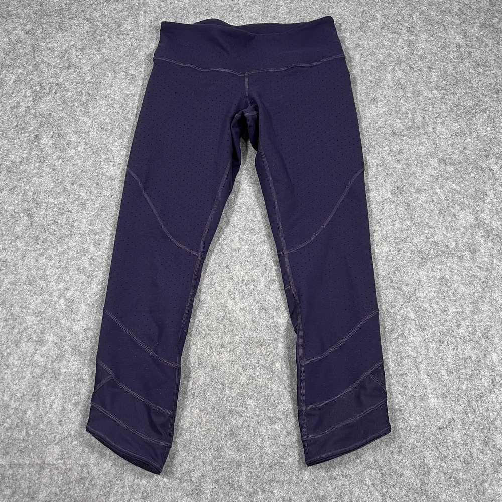 Lululemon Athletica Shine Dot Black Grape Emerge Renewed Crop Women's Size 6‎